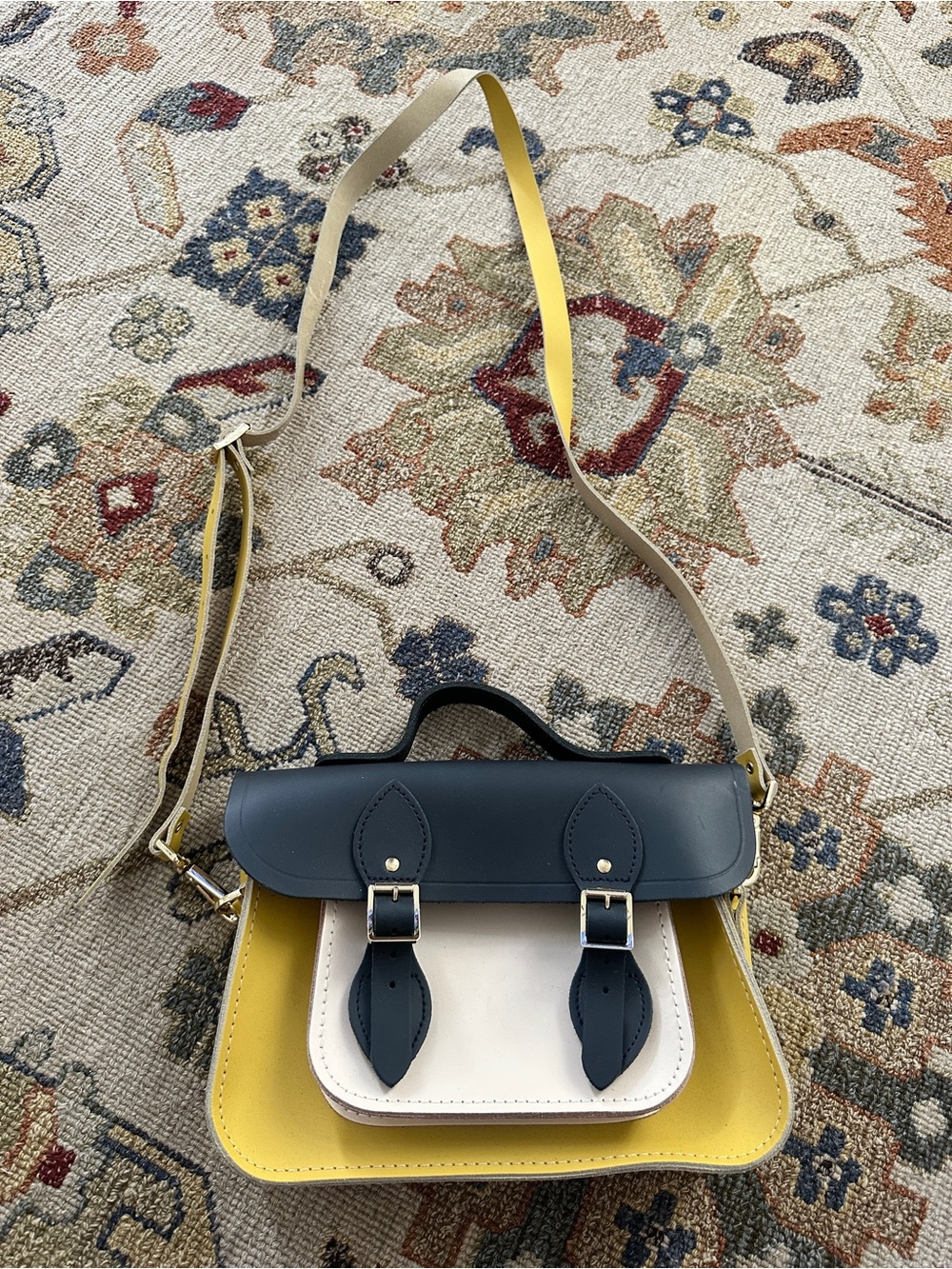 The Cambridge Satchel Company Navy and Yellow Satchel Bag